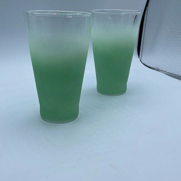 Two Blendo frosted green glasses. - Picture 3 of 9